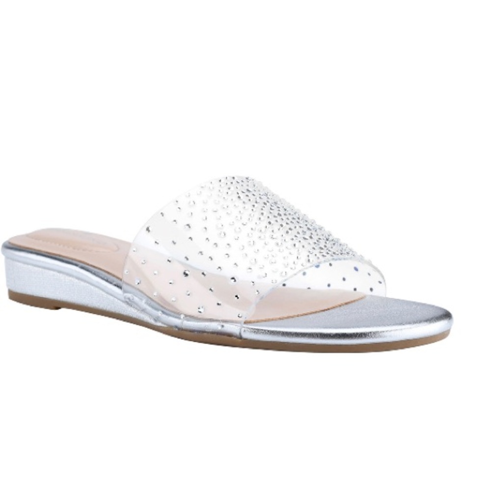 Bandolino clear embellished slide sandals